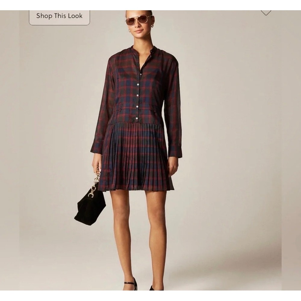 J.Crew Pleated shirt-dress in Stewart tartan print size 4 new